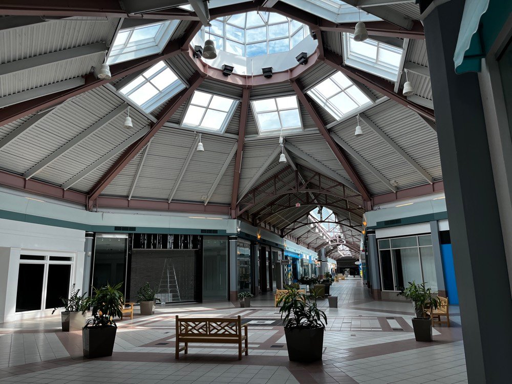 Completed retail atrium with daylit circulation