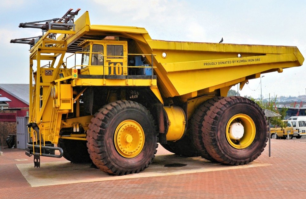 Haul truck of the type used to move ore in open-pit mines